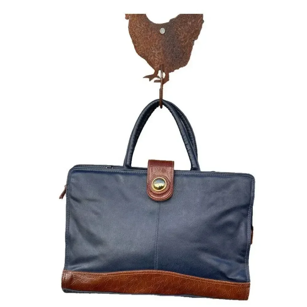 Vintage Capezio black & brown faux leather laptop briefcase